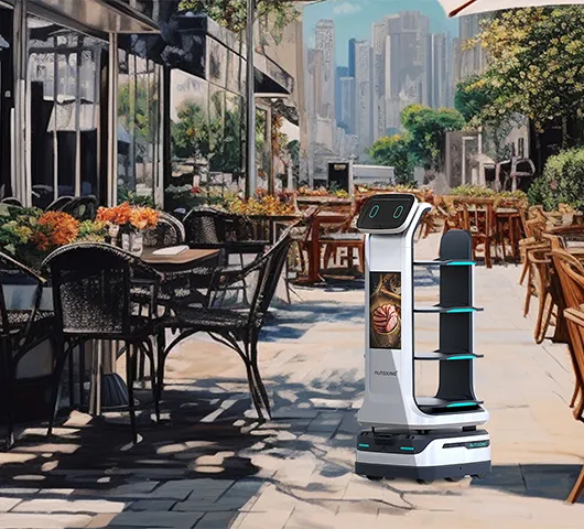 AutoXing Mars Intelligent Delivery Robot debutuje na výstavě v Hirošimě v Japonsku a poskytuje šp...